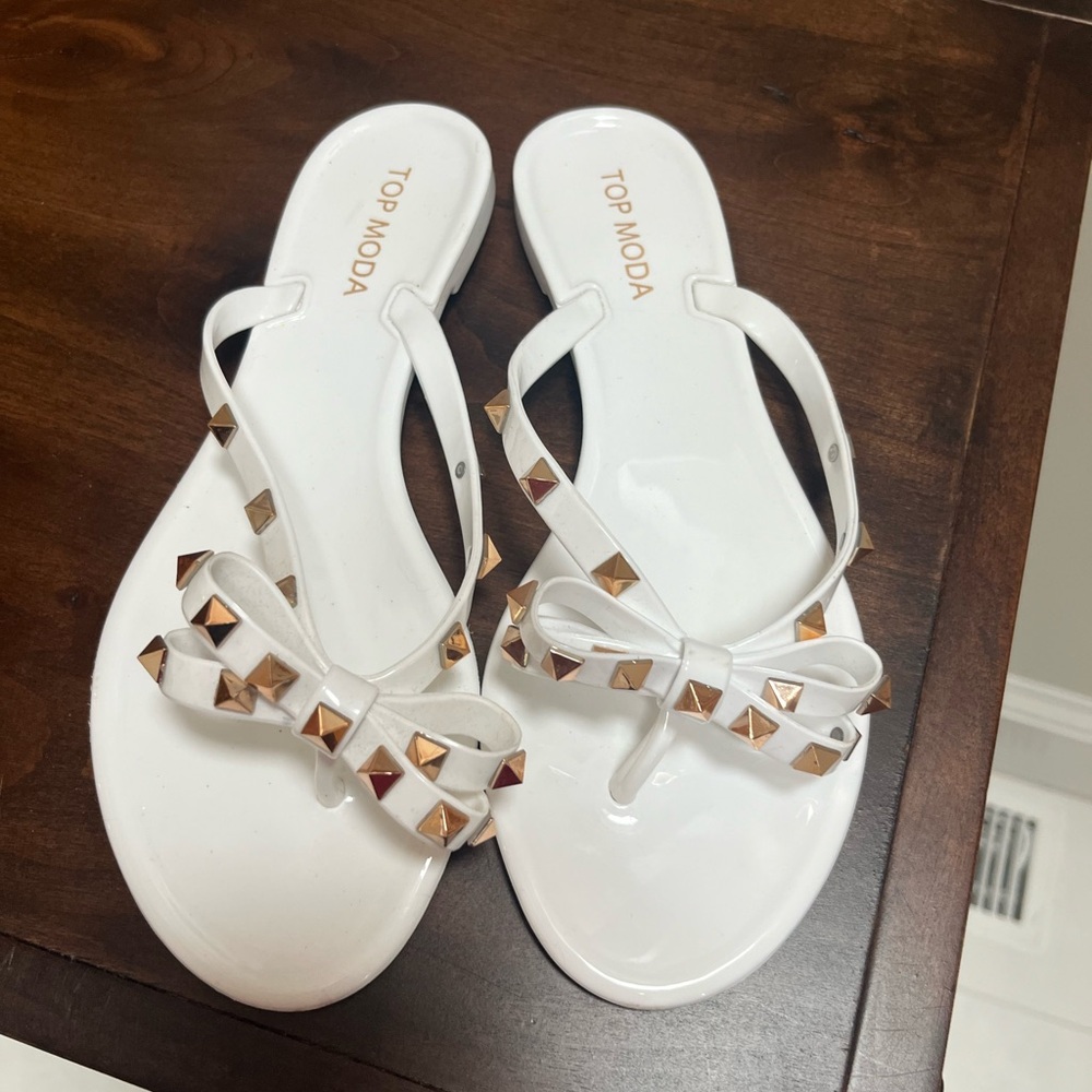 White Gold Studded Sandals